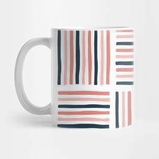 Red Pink Black Lines Square Patterns Mug